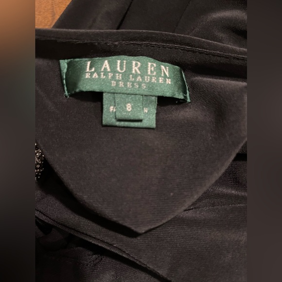 Ralph Lauren Pleated Jersey Dress Cutout Embellished Black Sheath Midi - Picture 5 of 12